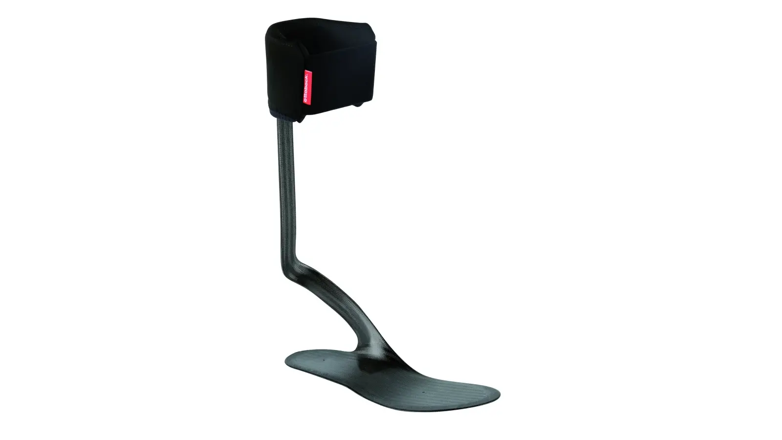 An Ottobock WalkOn ankle-foot orthosis with a calf cuff and carbon footplate